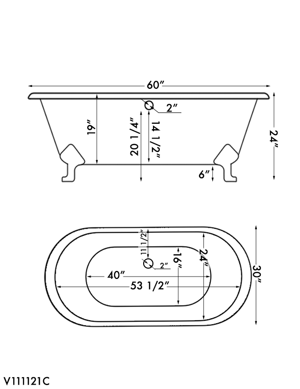 Beecher 60″ Cast Iron Roll Top Tub Kit – Oil Rubbed Bronze