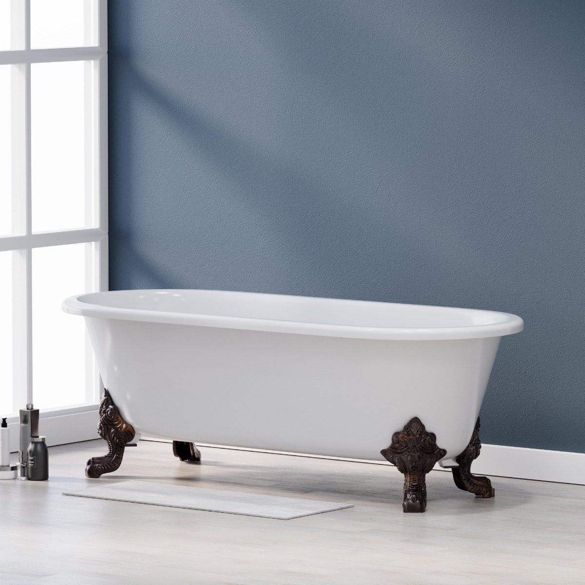 71 Inch Clawfoot Bathtub Slipper (Includes Faucet and Drain