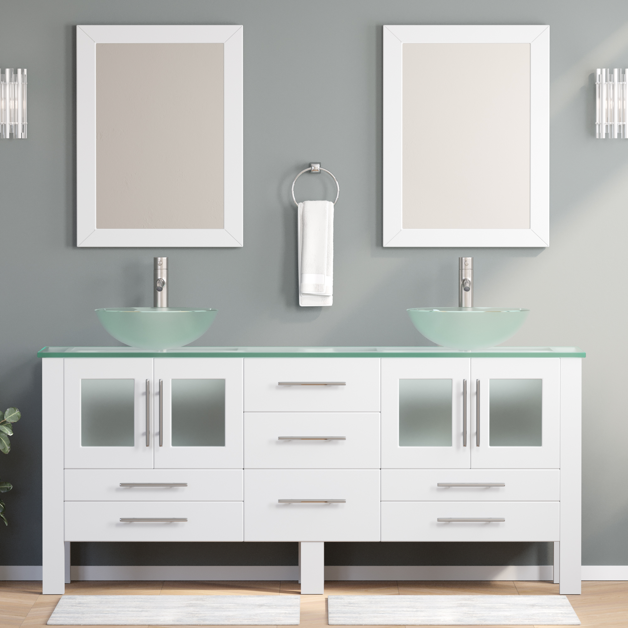 Kardelen 71'' Wide Free-standing Double Bathroom Vanity with Engineere