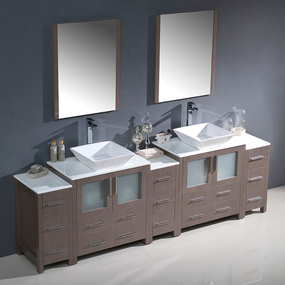 Modern Bathroom Vanity Cabinet With Acrylic Sink, 3 Drawers & 2 Doors