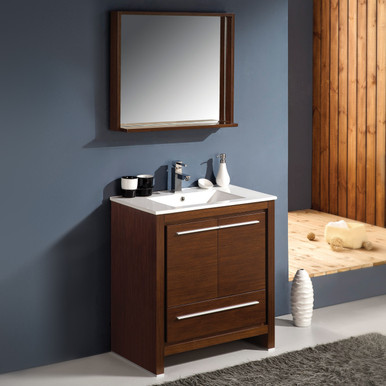 Fresca Allier 24 Wenge Brown Modern Bathroom Vanity w/ Mirror