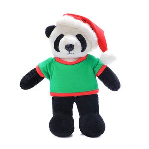 Personalized Plush Panda 12" Christmas Green Shirt