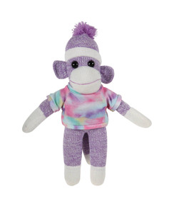Purple Sock Monkey Bean Bag animal 10"