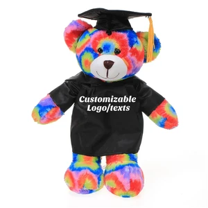 Graduation Animals-- Tye dye bear 11" with custom imprint