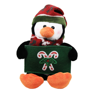 9″ Penguin Christmas Card Holder Plush | Holiday Card Holder