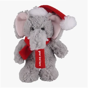 8″ Christmas Elephant Plush in Custom Scarf | Holiday Plush