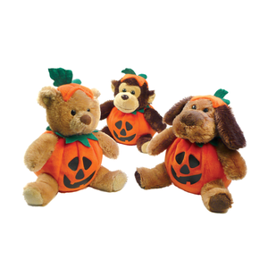 9" Halloween Dog, Bear, Monkey - Pumpkin Halloween Animals