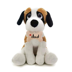 Plush beagle with "Dad" bone 7"