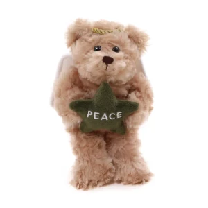 6″ Biege Angel Bear Holding Peace Star | Christmas Bear Toy