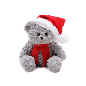 10" Sitting Xmas Duffy Bear in Gray, Featuring a Festive Holiday Design by Made By Aliens. 10" Sitting Xmas Duffy Bear in Gray, Featuring a Festive Holiday Design by Made By Aliens.