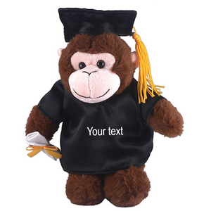 12" Graduation Monkey Plush Stuffed Animal Toys with Cap and Personalized Gown 12" Graduation Monkey Plush Stuffed Animal Toys with Cap and Personalized Gown