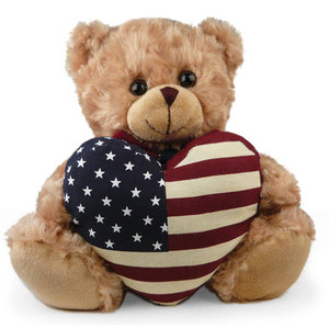 11" American Pillow Bear -  Stuffed Animal Teddy Bear Heart