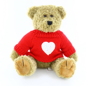 12" Oatmeal Bear Plush with Love Sweater - Soft Stuffed Toy