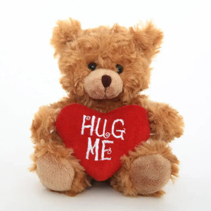 6" and 9" Teddy Bear Holding Heart with Message "Hug Me"