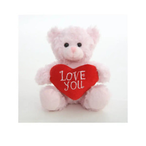 6" and 9" Teddy Bear Holding Heart with Message "Love You"