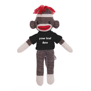 8" Customizable Sock Monkey with Tee - Stuffed Plush Animals
