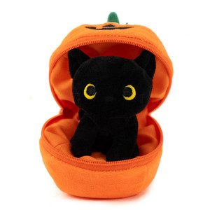 Black Halloween Cat Stuffed Animal 6" - Pumpkin Zip Up Cat Black Halloween Cat Stuffed Animal 6" - Pumpkin Zip Up Cat