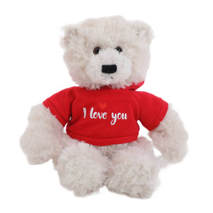 Brandon Bear Cream with Red I love you Hoodie 12"