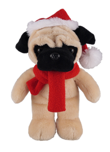Christmas animals with customizable scarf pug 8"