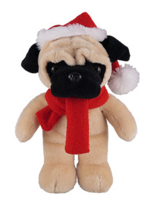 Christmas animals with scarf pug 12"