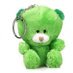 Colors of Love Qbear Keychain Green Plush Teddy Bear Keyring