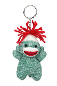 Colors of Love Sockiez Keychain - Green 4 Plush Sock Monkey
