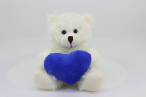 Cream bear with color hearts, sitting, 9" Cream bear with color hearts, sitting, 9"