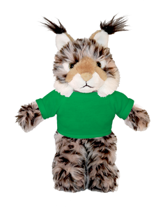 Plush wild animal bobcat with customizable tee shirt 12"