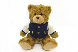Teddy Bear Mocha 11" with Customizable Varsity Jacket Navy