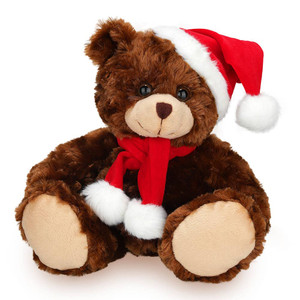 Christmas Bear Plush 11" - Chocolate Teddy Bear Plush