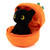 6" Halloween Cat Plush in Zip-Up Pumpkin | Black Cat Plush