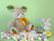 Easter bunny with carrot and flower accent 9"