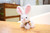 Cotton Ball Spring Long Ear Bunny, Brown, Gray, White, 5.5"