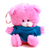 Qbeba Pink keychain bear with Customizable tee 4"