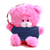 Qbeba Pink keychain bear with Customizable tee 4"