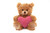 Plush Mocha teddy bear with assorted color heart, sitting, 6