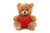 Plush Mocha teddy bear with assorted color heart, sitting, 6