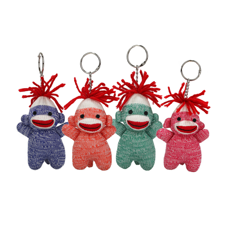 4" Valentine Sock Monkey Keychain in 5 Colors | Monkey Plush