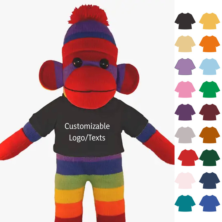 8″ Rainbow Custom Sock Monkey | Personalized Monkey Plush