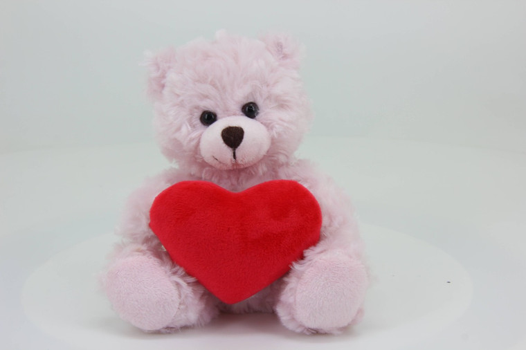 9″ Pink Valentine Plush Bear with Color Heart | Love Plush