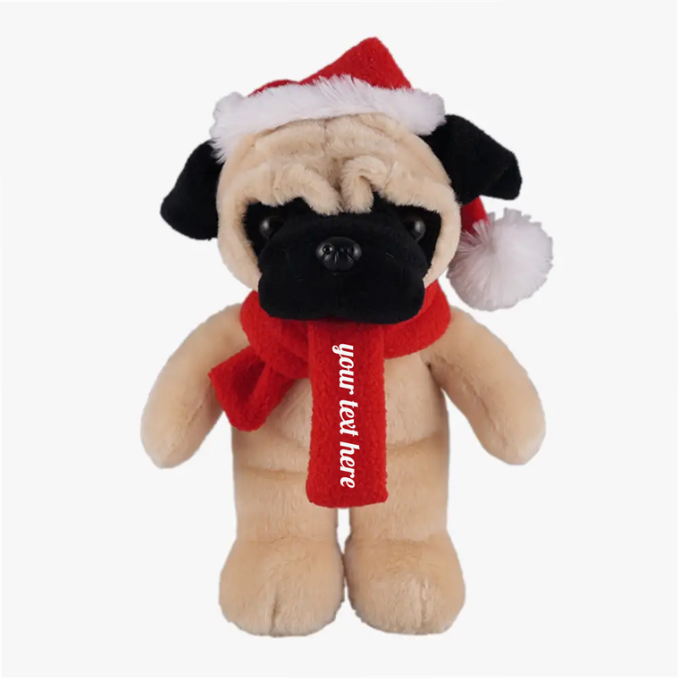 8″ Christmas Dog Plush in Custom Scarf | Christmas Plush Toy