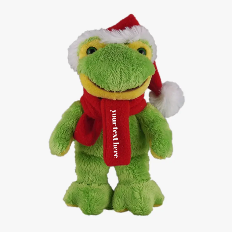 8″ Christmas Frog Plush in Custom Scarf | Christmas Plush