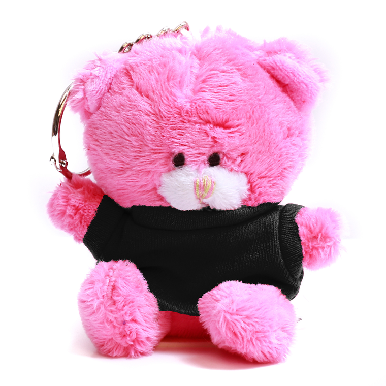 Qbeba Pink keychain bear with Customizable tee 4"