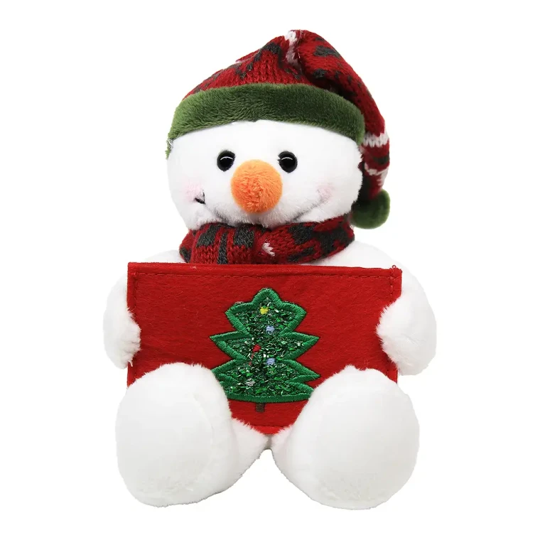 9″ Snowman Christmas Card Holder Plush | Holiday Card Holder