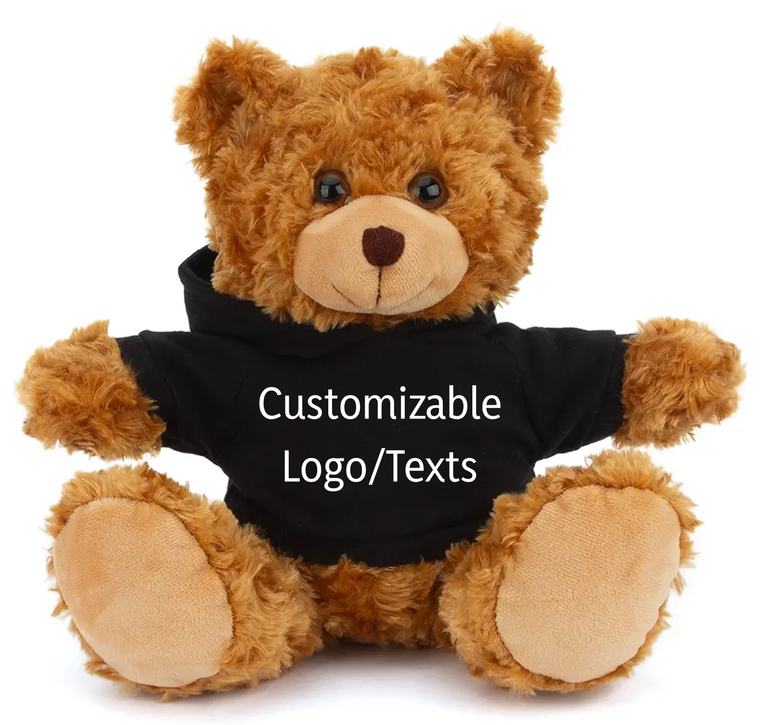 11" Personalized Teddy Bear in Hoodie | Custom Sitting Bear