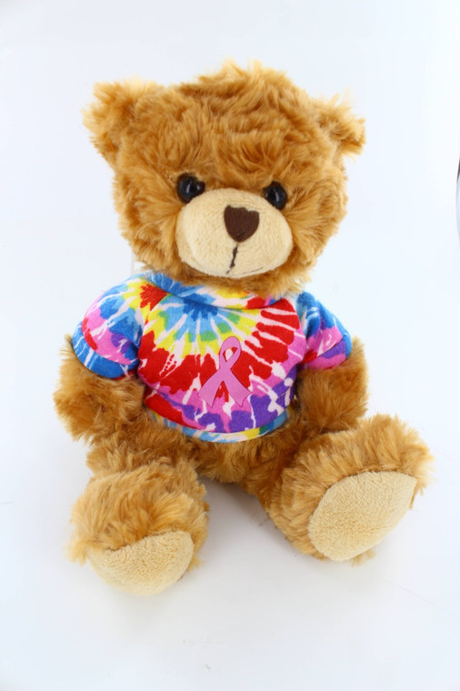 Tye Dye Pink Ribbon Bear with Shirt