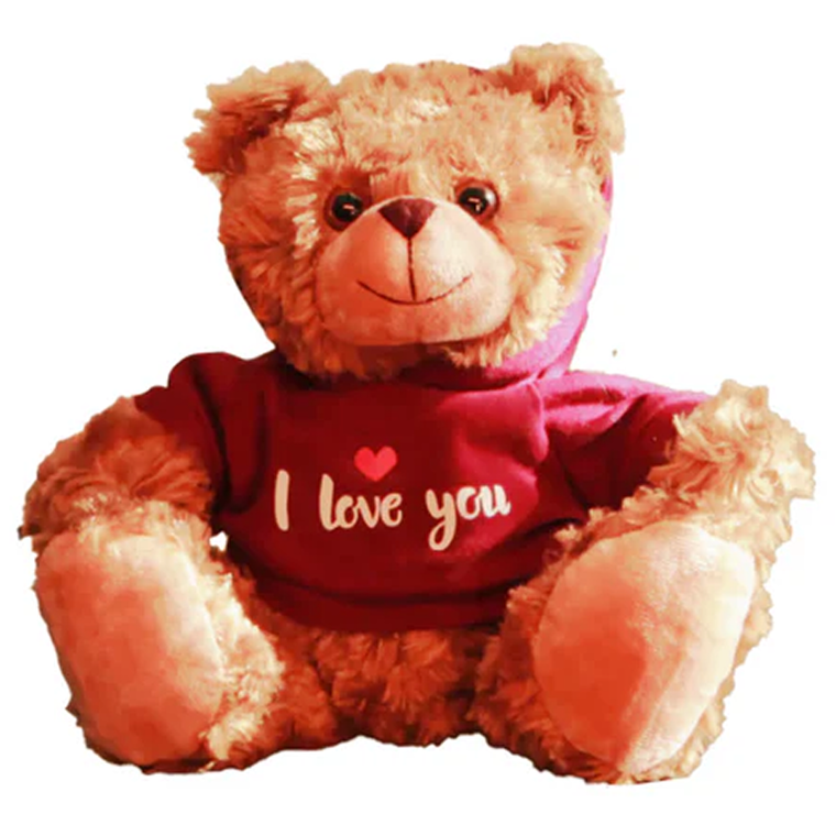 11“ Valentine Brown Bear in "I Love You" Maroon Hoodie 