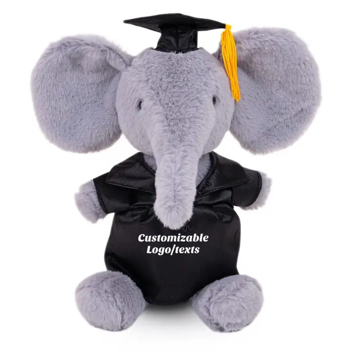 Graduation Elephant Plush with Cap &  Gown – 9”