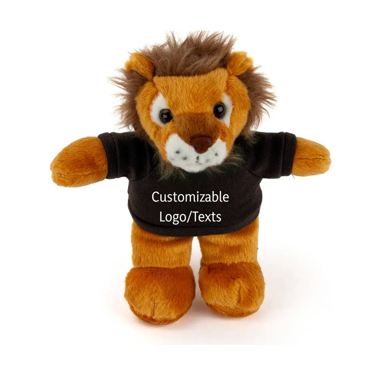 8" Personalized Lion Plush in Custom T-shirt | Custom Plush