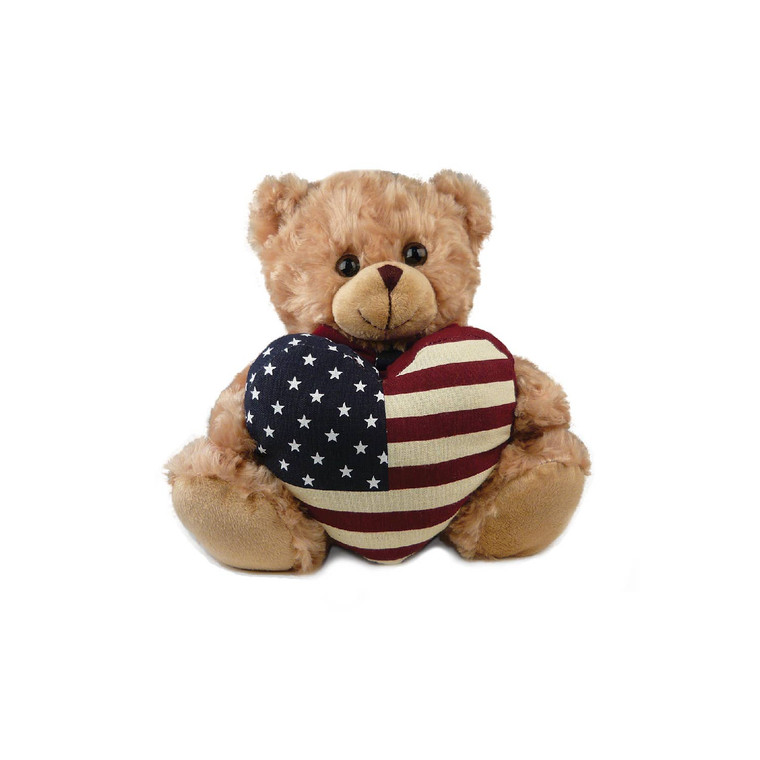 6″ Teddy Bear Holding a American Heart Pillow Stuffed Animal